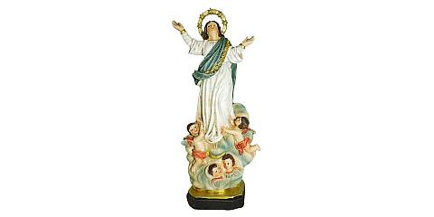 Statua di Madonna Assunta in cielo da 12 cm in confezione regalo con segnalibro in versione FRANCESE