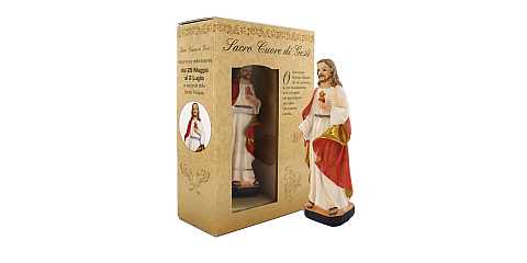 Statua del Sacro Cuore di Gesù da 12 cm in confezione regalo con segnalibro