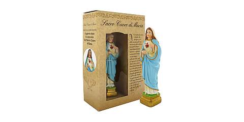 Statua del Sacro Cuore di Maria da 12 cm in confezione regalo con segnalibro