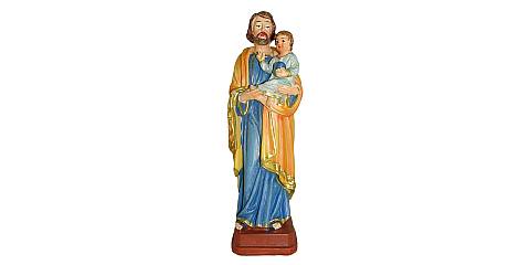 Statua di San Giuseppe con bambino da 12 cm in confezione regalo con segnalibro in IT/EN/ES/FR