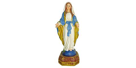 Statua della Madonna Miracolosa da 12 cm in confezione regalo con segnalibro in IT/EN/ES/FR