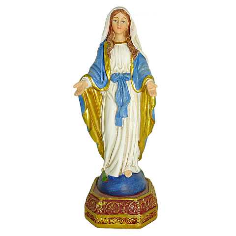 Statua della Madonna Miracolosa da 12 cm in confezione regalo con segnalibro in IT/EN/ES/FR