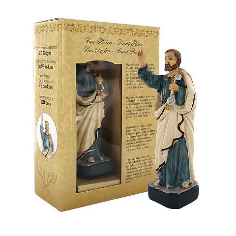 Statua di San Michele Arcangelo da 12 cm in confezione regalo con segnalibro in IT/EN/ES/FR