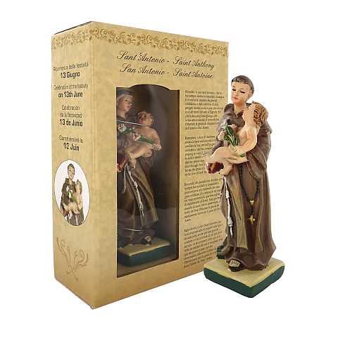 Statua del Gesù Bambino di Praga da 12 cm in confezione regalo con segnalibro in IT/EN/ES/FR