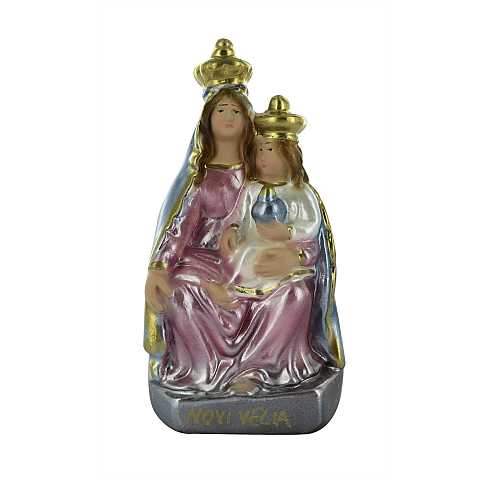 Statua Madonna Novi Velia in gesso madreperlato dipinta a mano - 12 cm
