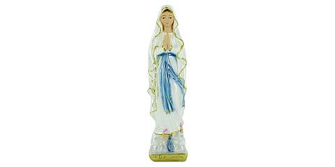 Statua Madonna di Lourdes in gesso madreperlato dipinta a mano - 15 cm