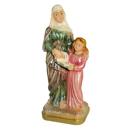 Statua Sant'Anna in gesso madreperlato dipinta a mano - circa 15 cm