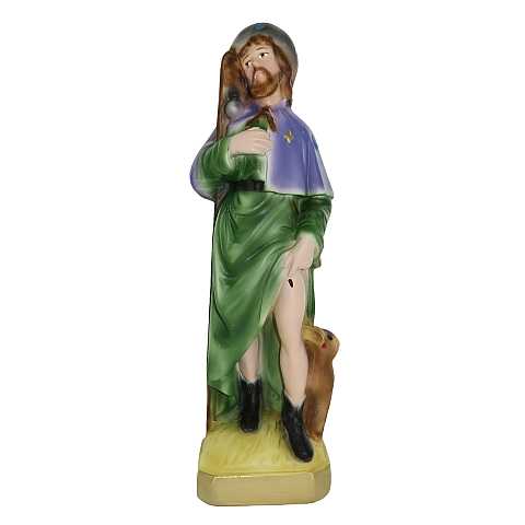 Statua San Rocco in gesso dipinta a mano - 15 cm