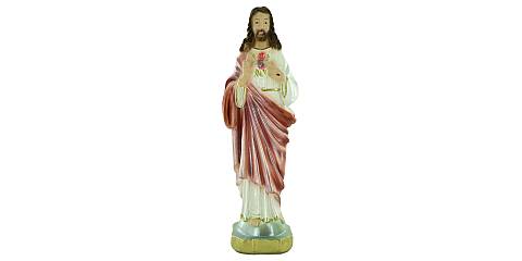 Statua Sacro Cuore di Gesù in gesso madreperlato dipinta a mano - 15 cm
