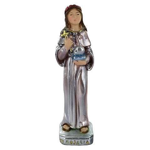 Statua Santa Rosalia in gesso madreperlato dipinta a mano - 15 cm