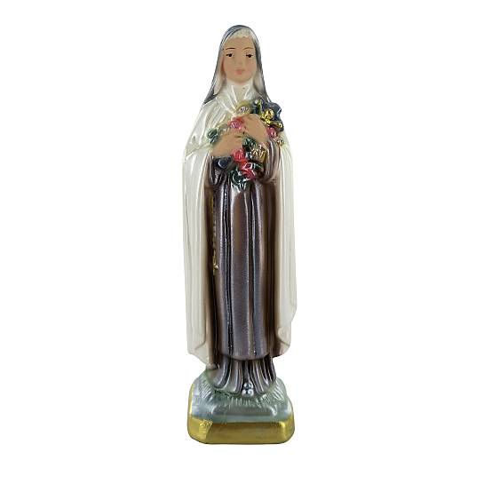 Statua Santa Teresa di Lisieux in gesso madreperlato dipinta a mano - 15 cm