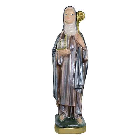 Statua Santa Brigida d Irlanda in gesso madreperlato dipinta a mano - 20 cm