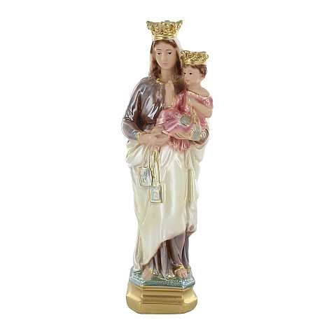 Statua Madonna del Carmine in gesso madreperlato dipinta a mano - circa 20 cm