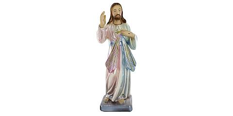 Statua Gesù Misericordioso in gesso madreperlato dipinta a mano - 20 cm