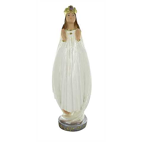 Statua Madonna di Knock in gesso madreperlato dipinta a mano - 20 cm
