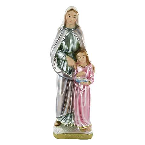 Statua Sant'Anna in gesso madreperlato dipinta a mano - 20 cm