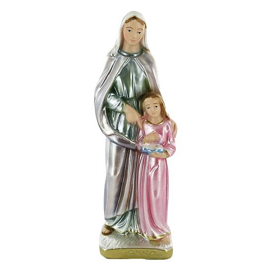 Statua Sant'Anna in gesso madreperlato dipinta a mano - 20 cm