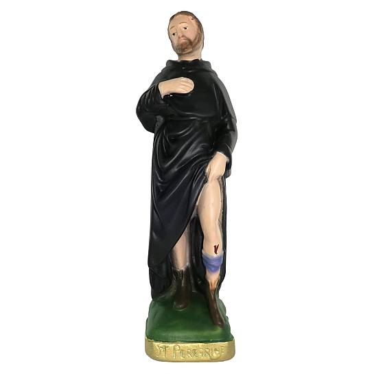 Statua San Pellegrino Laziosi in gesso dipinta a mano - 20 cm