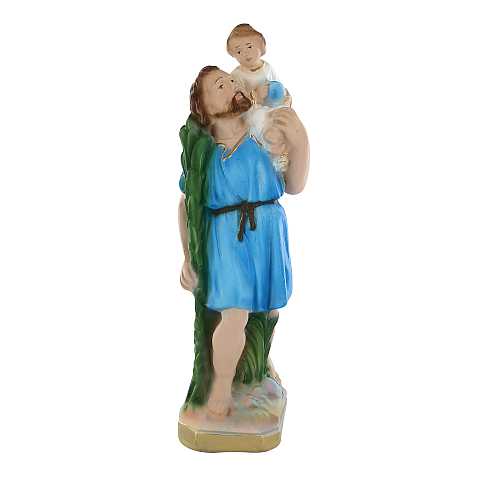 Statua San Cristoforo in gesso dipinta a mano - 20 cm