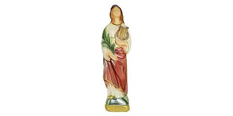 Statua Santa Cecilia in gesso madreperlato dipinta a mano - 20 cm