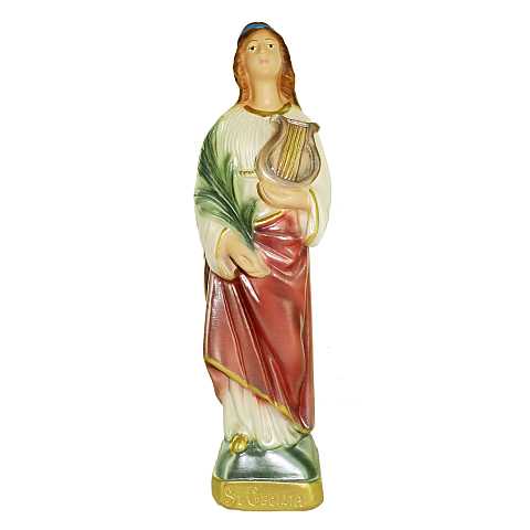 Statua Santa Cecilia in gesso madreperlato dipinta a mano - 20 cm