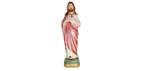 Statua Sacro Cuore di Gesù in gesso madreperlato dipinta a mano - 20 cm