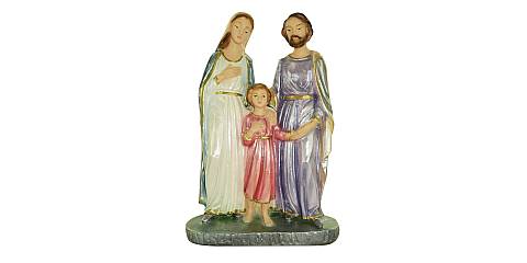 Statua Sacra Famiglia in gesso madreperlato dipinta a mano - 20 cm