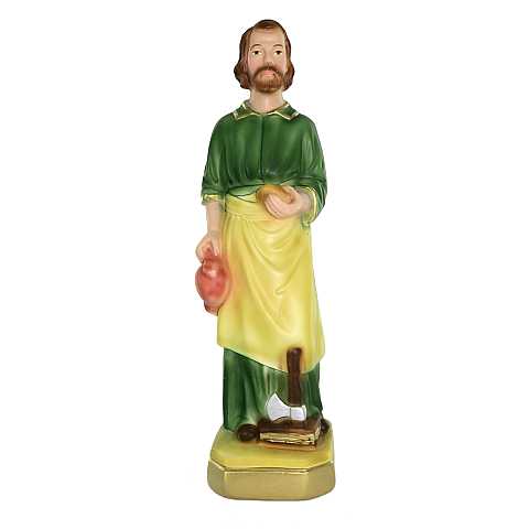 Statua San Giuseppe Lavoratore in gesso dipinta a mano - 20 cm	