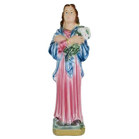 Statua Santa Maria Goretti in gesso madreperlato dipinta a mano - 20 cm