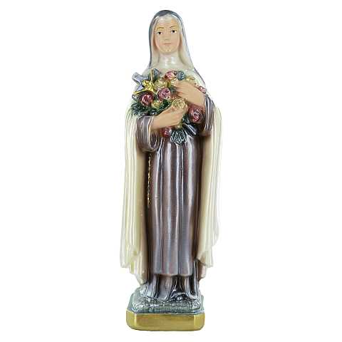 Statua Santa Teresa di Lisieux in gesso madreperlato dipinta a mano - circa 20 cm