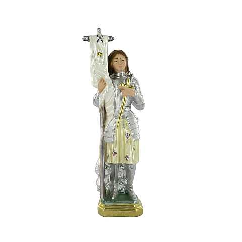 Statua Santa Giovanna d'Arco in gesso madreperlato dipinta a mano - circa 25 cm