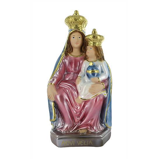 Statua Madonna Novi Velia in gesso madreperlato dipinta a mano - 25 cm