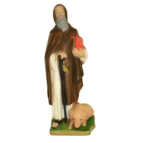 Statua di Sant'Antonio Abate / Eremita in gesso dipinta a mano - 33 cm