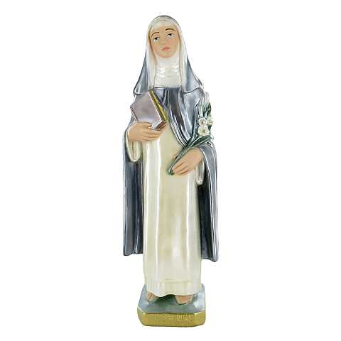 Statua Santa Caterina da Siena in gesso madreperlato dipinta a mano - circa 30 cm
