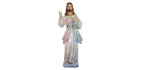 Statua Gesù Misericordioso in gesso madreperlato dipinta a mano - 30 cm