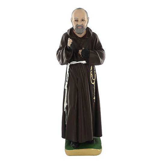 Statua Padre Pio in gesso dipinta a mano - 30 cm