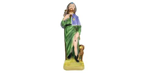 Statua San Rocco in gesso dipinta a mano - 30 cm