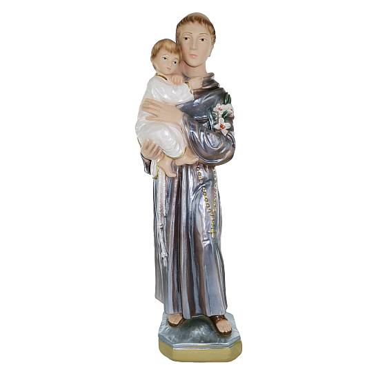 Statua Sant'Antonio in gesso madreperlato dipinta a mano - 30 cm