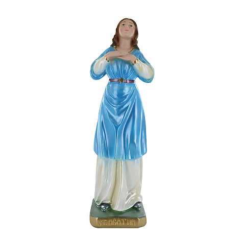Statua di Sant'Agata, Gesso Madreperlato, Statua Dipinta a Mano, Veste Azzurra, 30 Cm