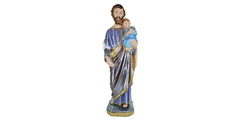 Statua San Giuseppe in gesso madreperlato dipinta a mano - 30 cm