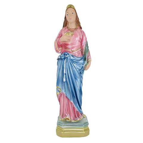 Statua Santa Lucia in gesso madreperlato dipinta a mano - 30 cm