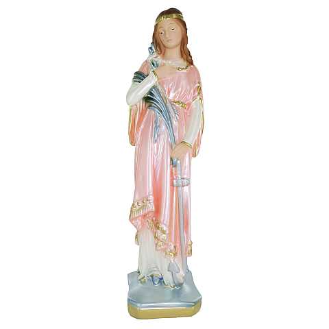 Statua Santa Maria Goretti in gesso madreperlato dipinta a mano - 30 cm