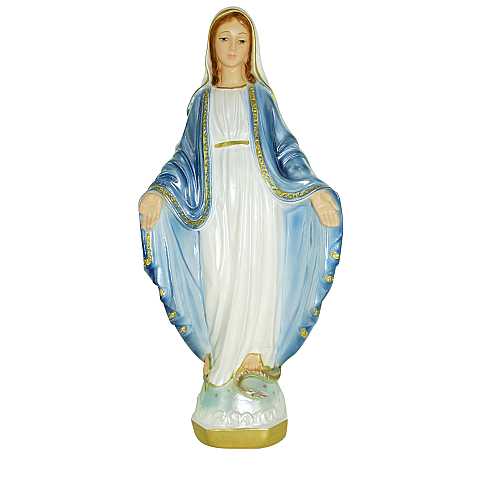 Statua Madonna Miracolosa in gesso madreperlato dipinta a mano - 33 cm