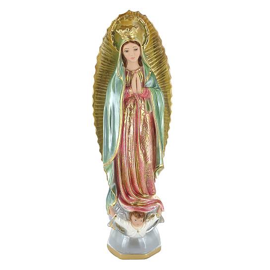Statua Madonna di Guadalupe in gesso madreperlato dipinta a mano - 40 cm