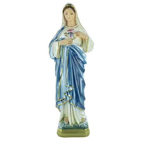 Statua Sacro Cuore di Maria in gesso madreperlato dipinta a mano - 40 cm