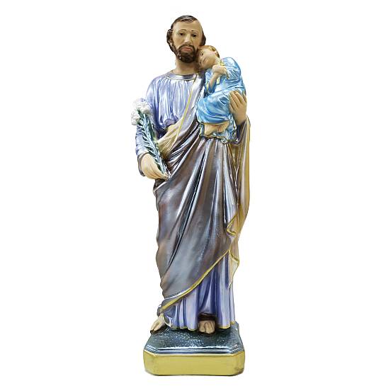Statua San Giuseppe in gesso madreperlato dipinta a mano - 50 cm