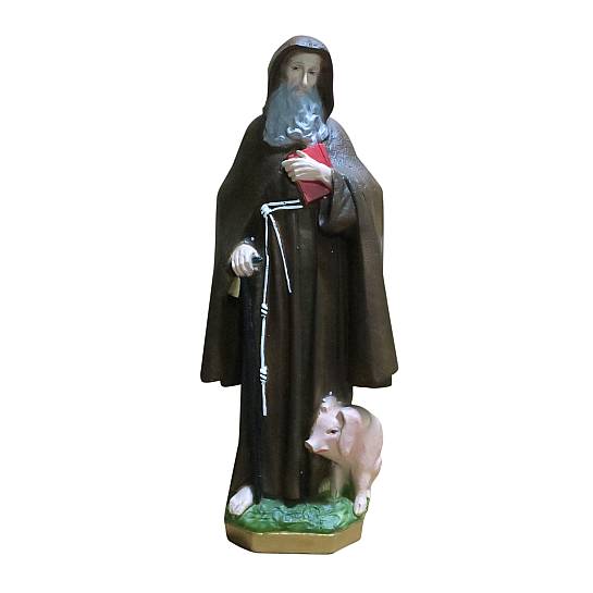Statua di Sant'Antonio Abate / Eremita in gesso dipinta a mano - 60 cm