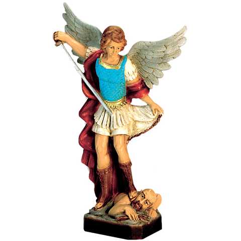 Statua da esterno San Michele Arcangelo in materiale infrangibile dipinta a mano cm 30