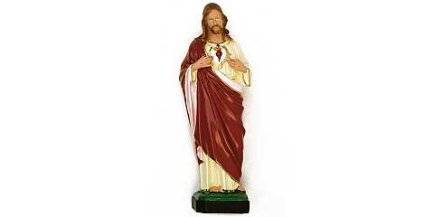 Statua da esterno del Sacro Cuore di Gesù in materiale infrangibile, dipinta a mano, da 130 cm