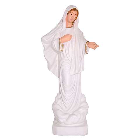 Statua da esterno della Madonna di Medjugorje in materiale infrangibile, dipinta a mano, da circa 16 cm